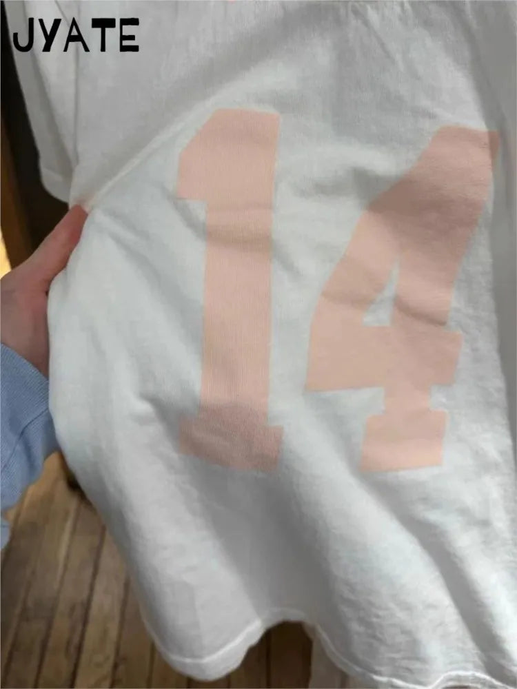 Sweet Pink 14 Print O-neck Short Sleeve Tees Women Summer Cotton Soft Streetwear Preppy Style T-shirt Casual Cute T-shirts Y2K