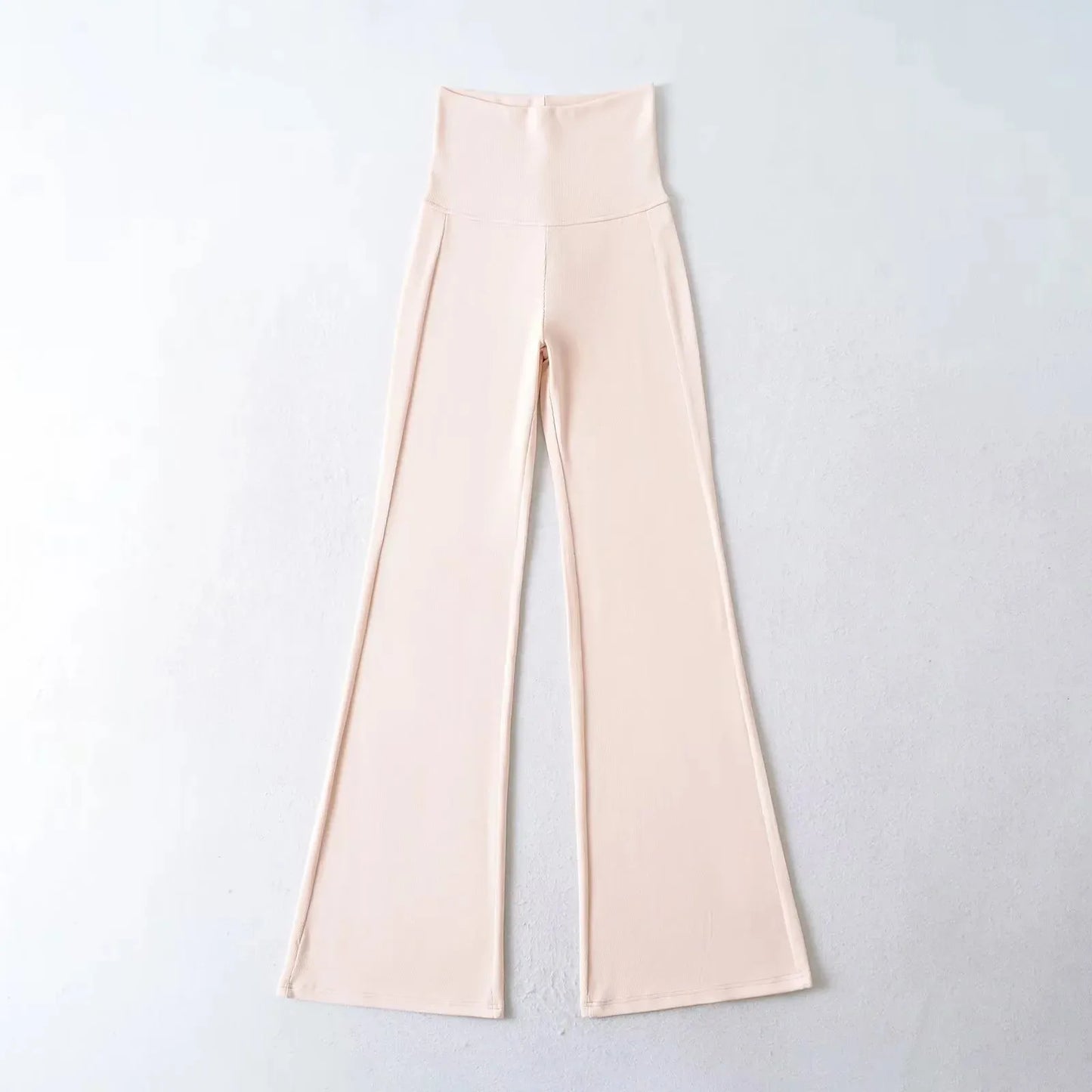 American Slim Knitted Yoga Pants Women Summer New Sexy Casual Elastic High Waist Flare Pant Sweet Streetwear Straight Trousers