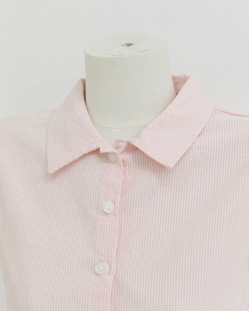 Pink Buttons Blouse T-shirt Short Sets Women Slim Short Sleeve Tees+Straight Sweatshorts Sweet Cute Home Pajama 2 Piece Outfits