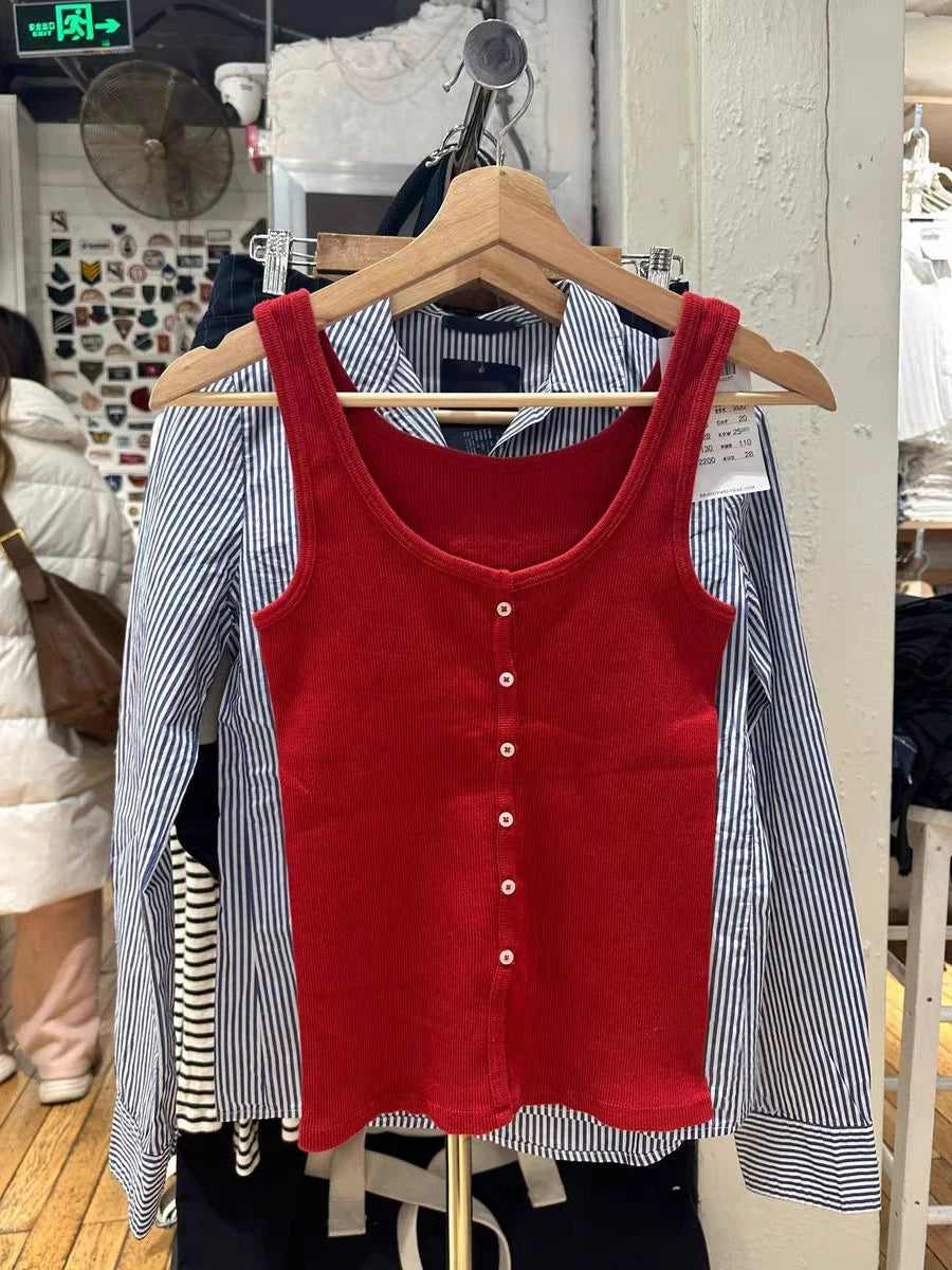 New White Lace Trim Slim Tank Tops Women Casual Cotton U-neck Buttons Sleeveless Cardigan Vests Sweet Preppy Style Cute Camisole