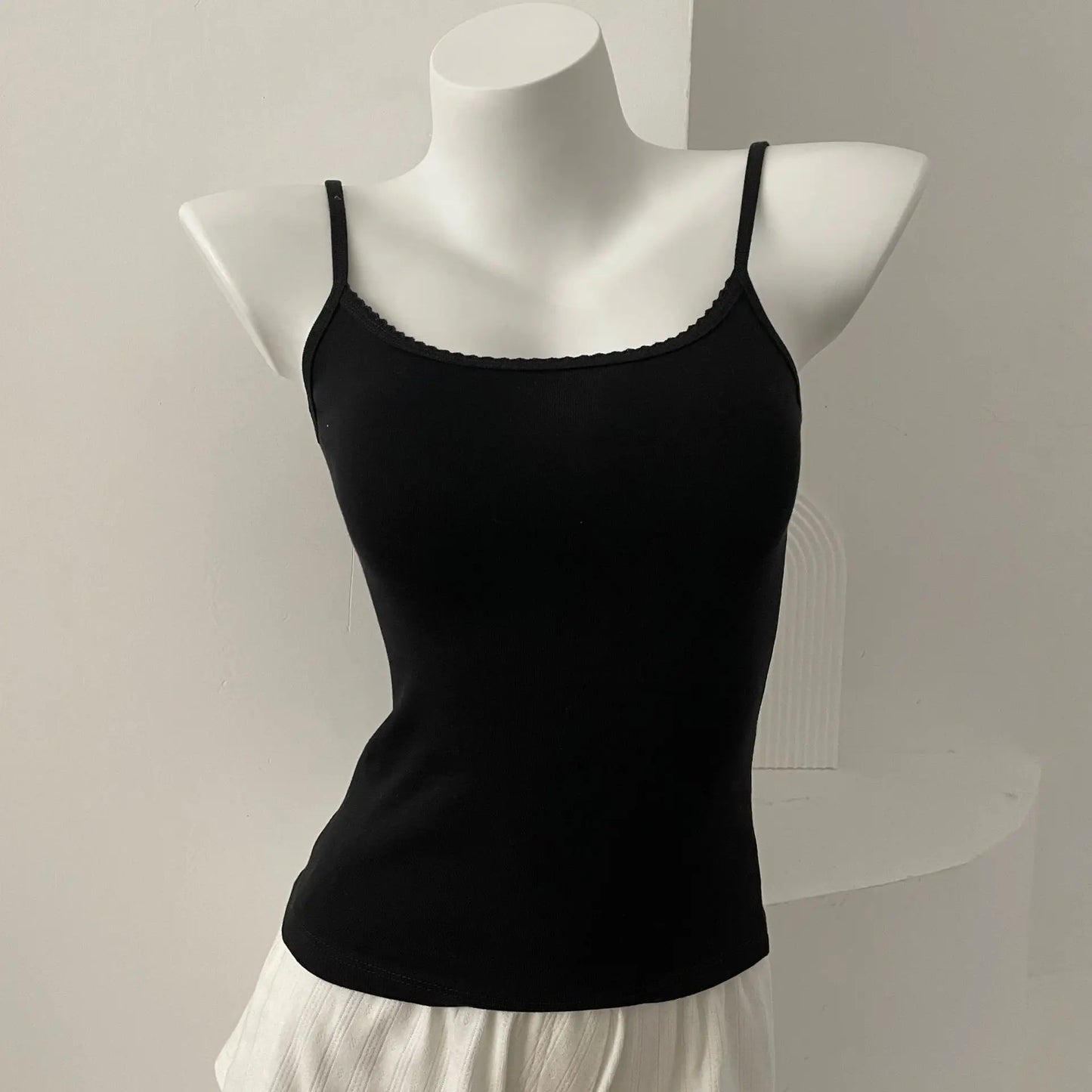 Eyelet Solid Slim Camisole Women Summer Chic Streetwear Cotton Sleeveless Vests Sweet Simple All-match Tank Tops Y2K
