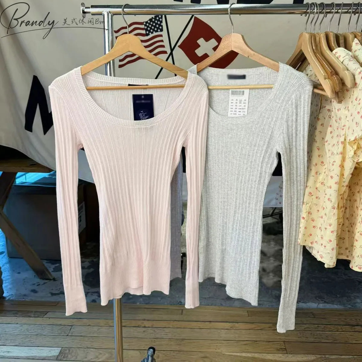 Pink Knit Slim Long Sleeve Tees Women Autumn New Fashion U-neck Cotton Soft T-shirt Cute Preppy Style  Casual T Shirt Y2K Top