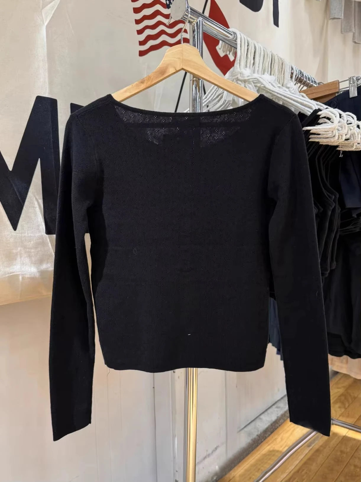 Eyelet Knitted Cardigan Women Autumn Casual Streetwear Black Long Sleeve Sweater Coat Simple Basic Preppy Style Sweaters Tops