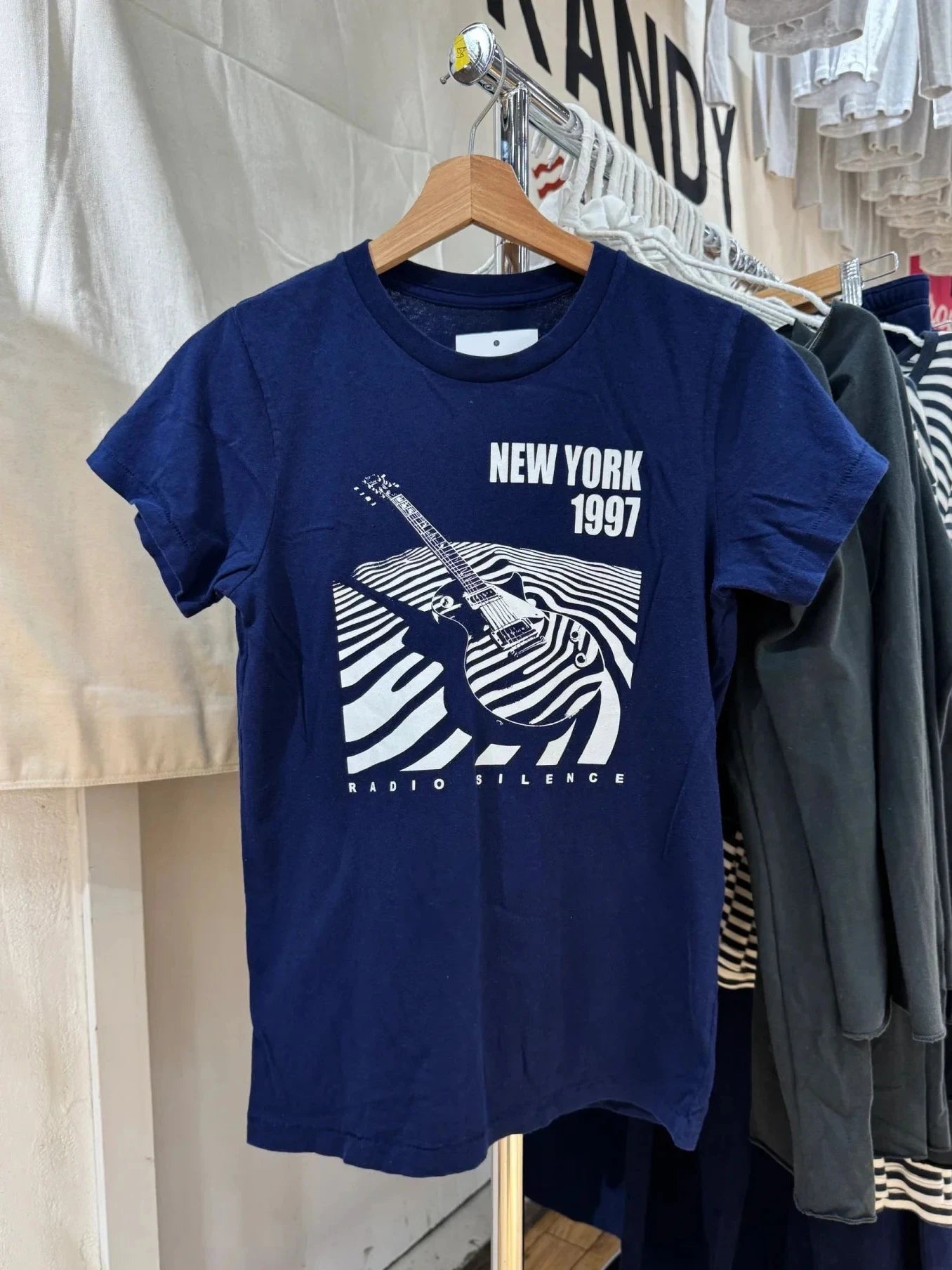 Navy Guitar Print Slim T-shirts Women Summer New Casual Streetwear O-neck Short Sleeve Tees Vintage Preppy Style Cotton Y2K Tops