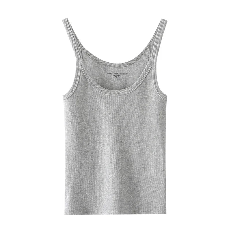 Simple Basic Ribbed Tank Tops Women Summer New Streetwear Casual Slim U-neck Sleeveless Vests Sweet Vintage All-match Camisole