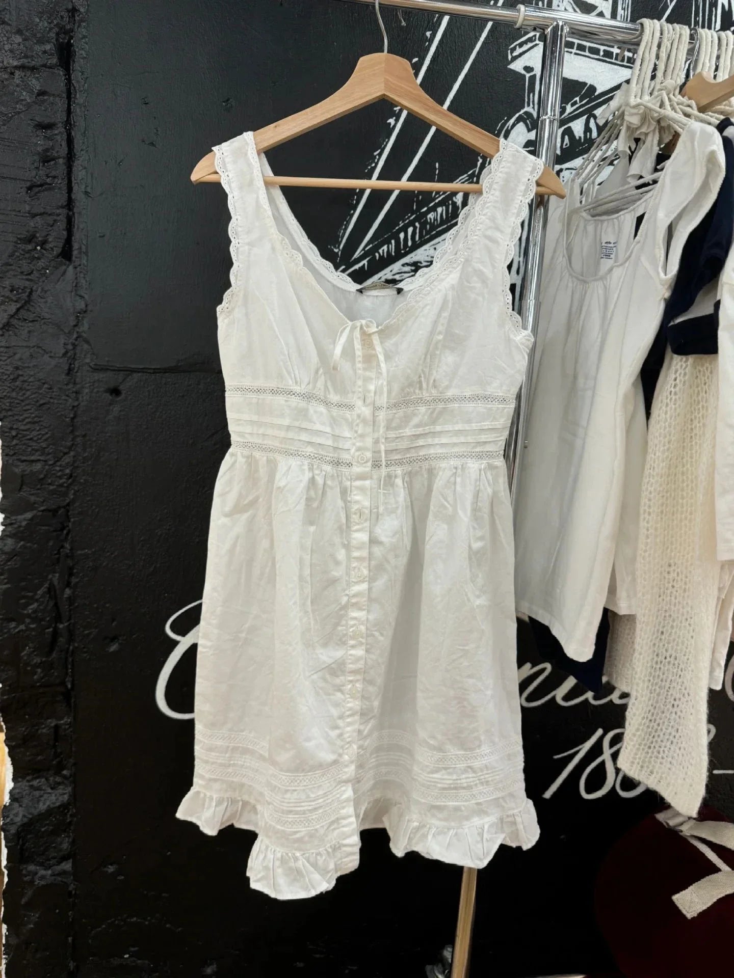 Chic Lace Trim White Mini Dress Women Summer Round Neck Lace-up Sleeveless A-line Short Vestidos Sweet Preppy Style Dresses Y2K
