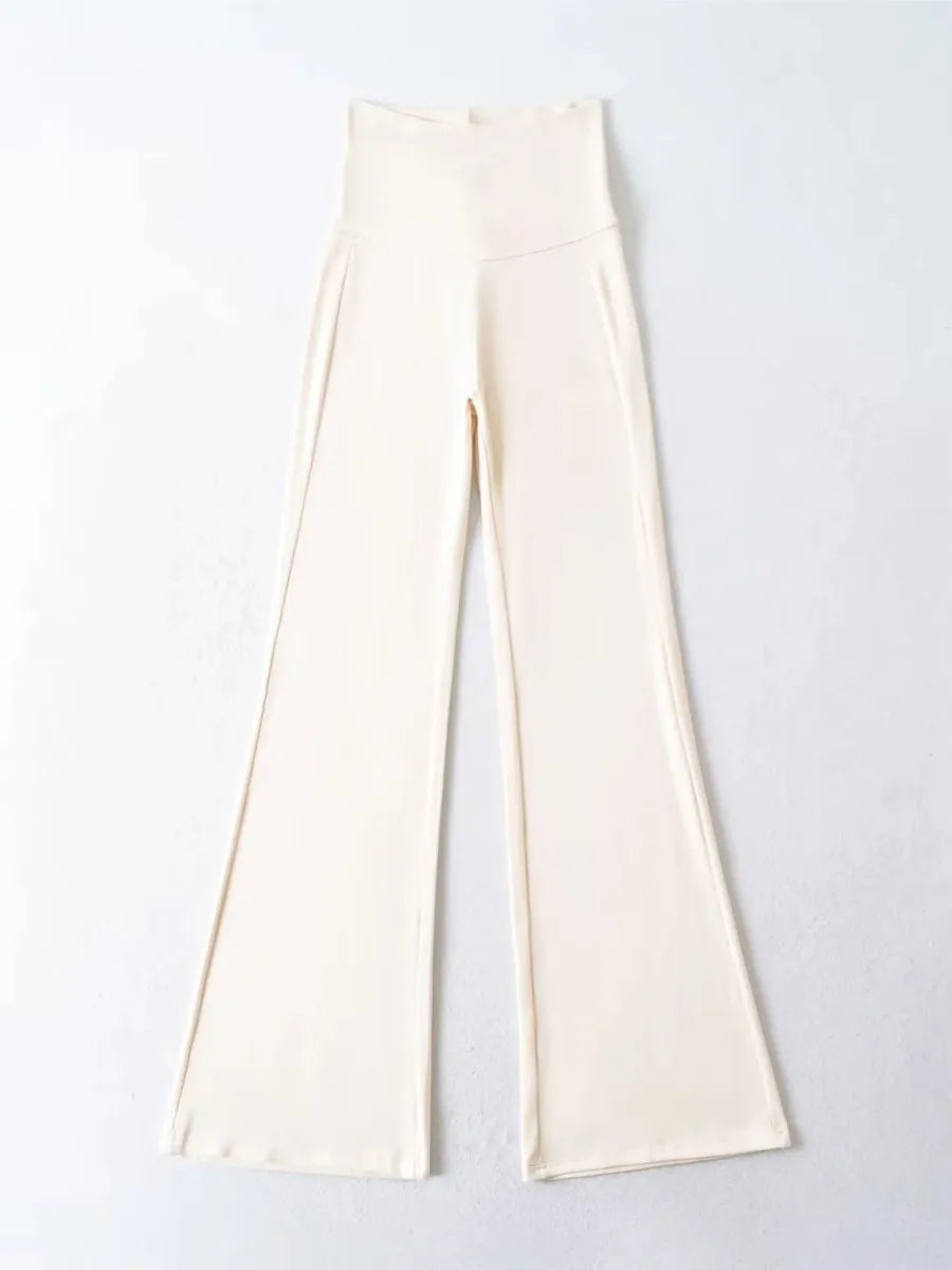 American Slim Knitted Yoga Pants Women Summer New Sexy Casual Elastic High Waist Flare Pant Sweet Streetwear Straight Trousers