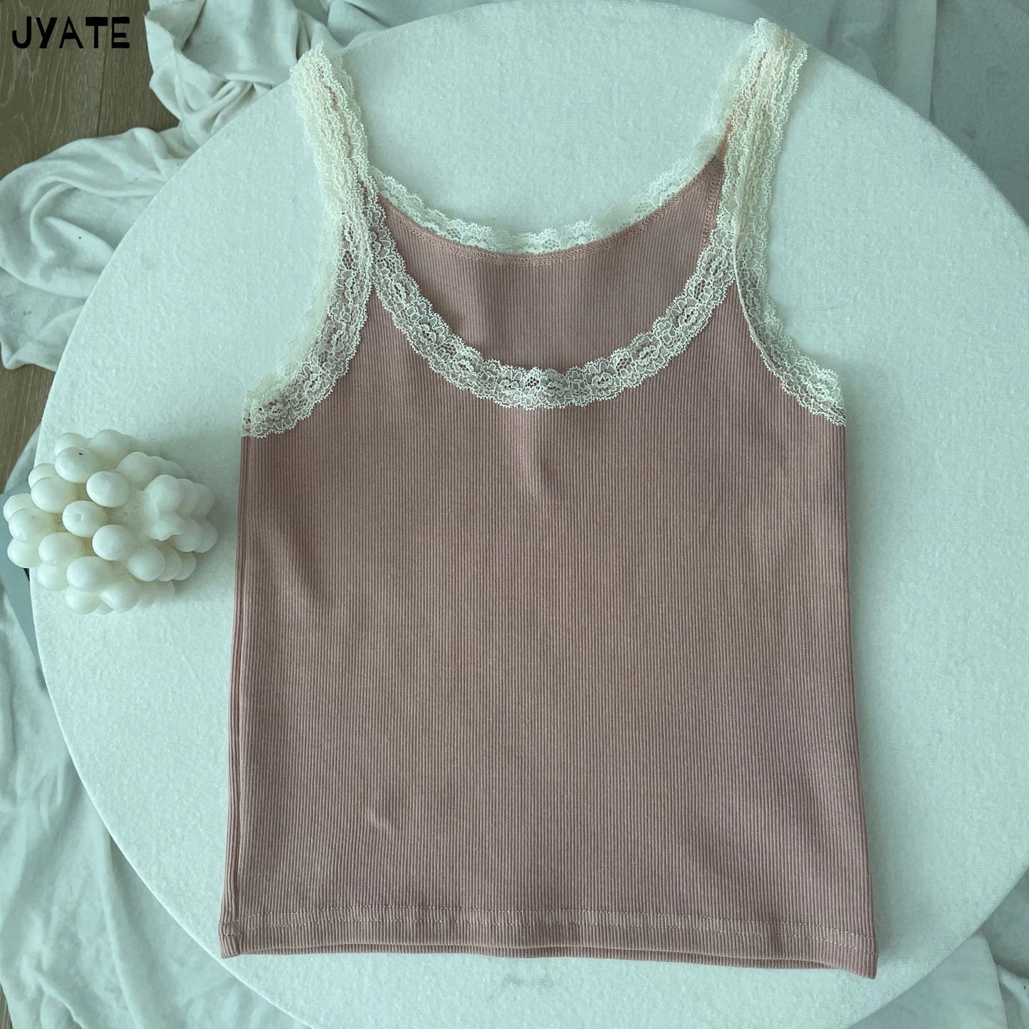 Sweet Lace Trim Cotton Sleeveless Vest Women Summer New Casual Slim U-neck Sexy Tank Tops Cute Vintage Preppy Style Camisole Y2K