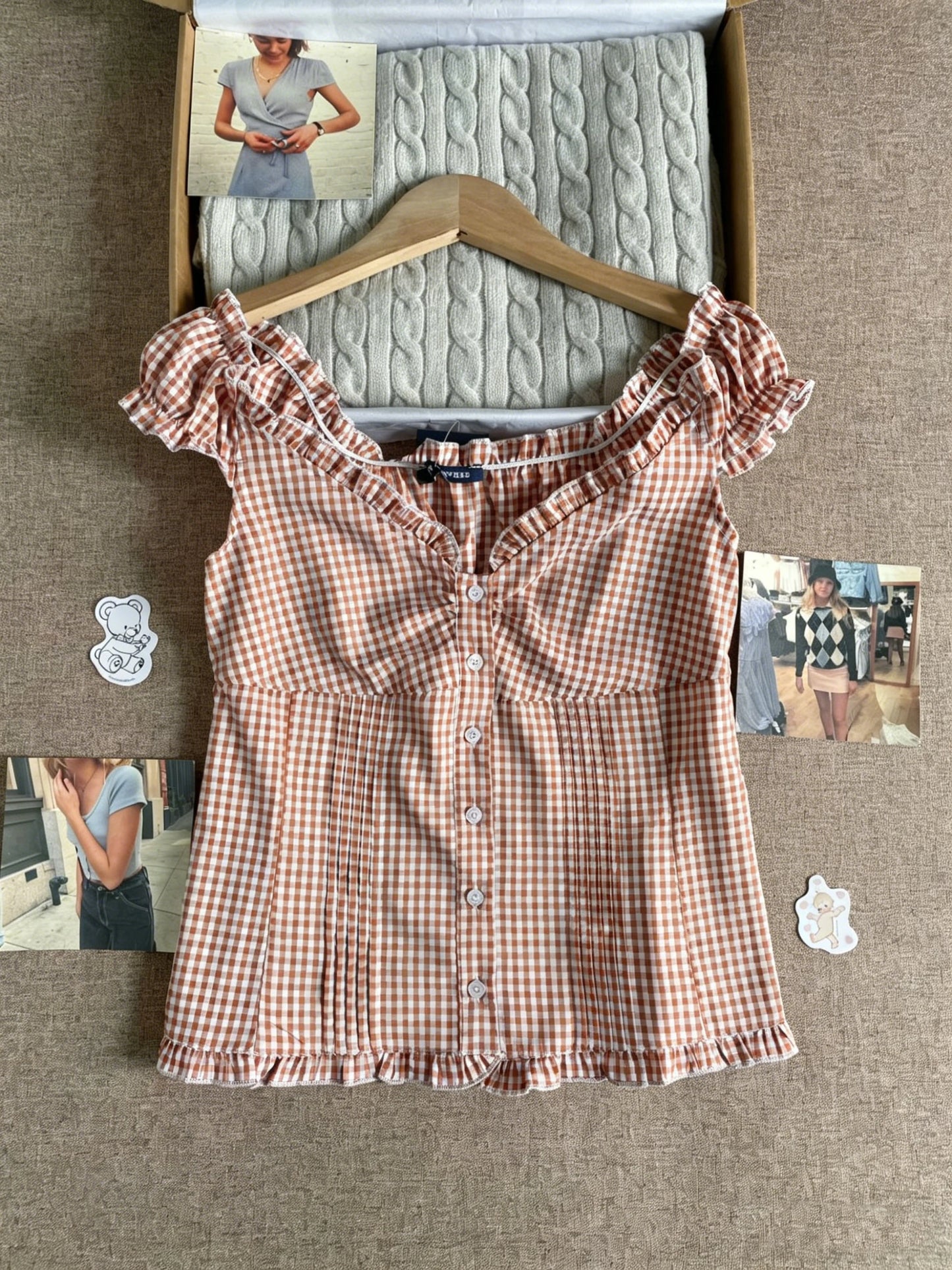 Folds Plaid Ruffle Sleeveless Blouse Top Women Streetwear Casual Single Breasted Tank Tops Cute Sweet Preppy Style Camisole Y2K