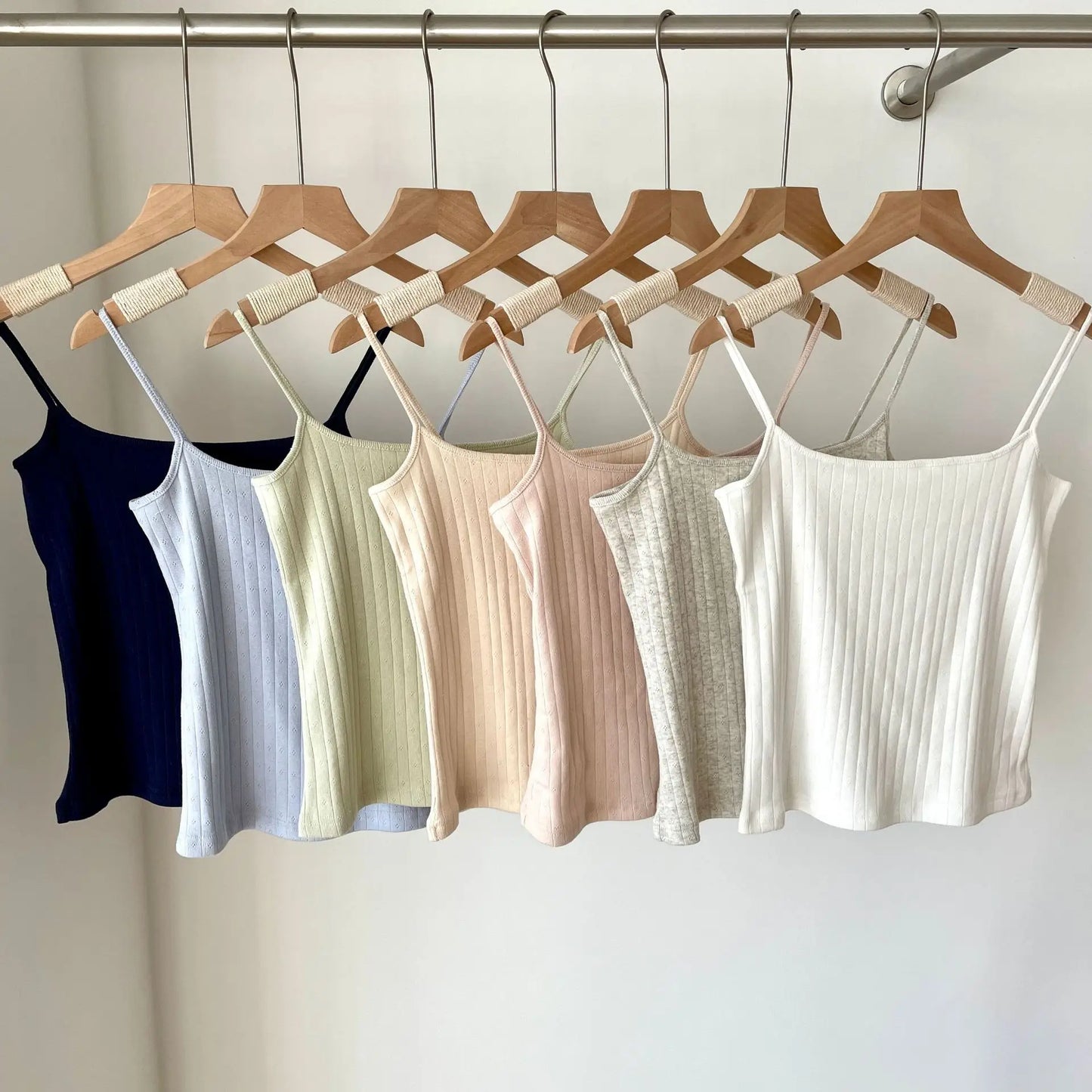 Eyelet Solid Slim Camisole Women Summer Chic Streetwear Cotton Sleeveless Vests Sweet Simple All-match Tank Tops Y2K