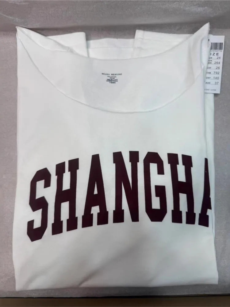 Letter Print Slash Neck T-shirts Women Summer Casual Simple Sexy Loose Short Sleeve Tees Vintage Chic Preppy Style Tops Y2K New