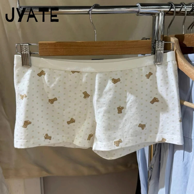 Little Bear Embroidery U-neck Tank Tops Women Summer Cotton Streetwear White Casual Cropped Vest Sweet Cute Vintage Camisole Y2K