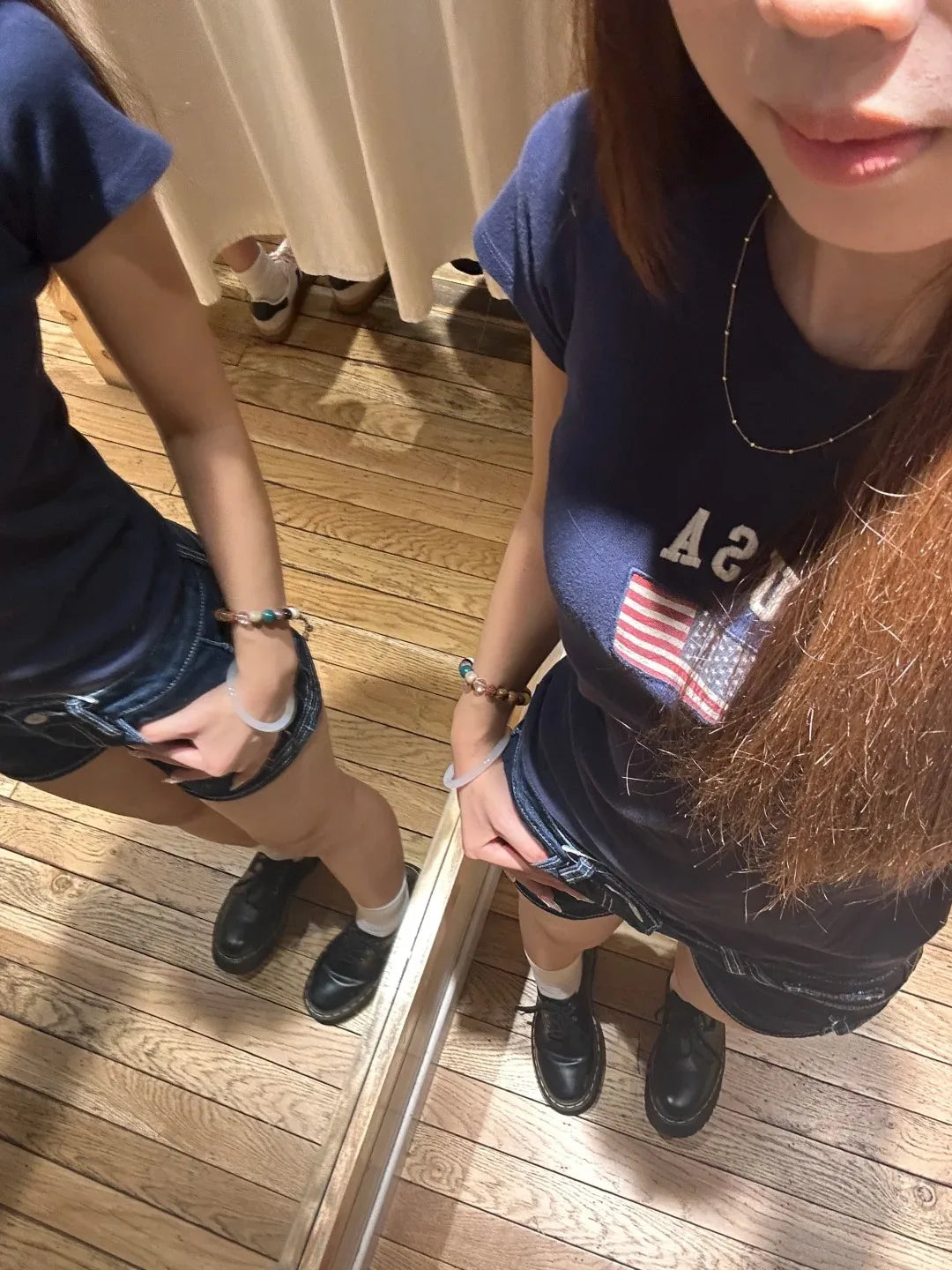 Flag Embroidery Slim T-shirt Women Summer Navy Cotton O-neck Short Sleeve Tee Shirts Vintage Cute Preppy Style Tshirt Y2K Tops