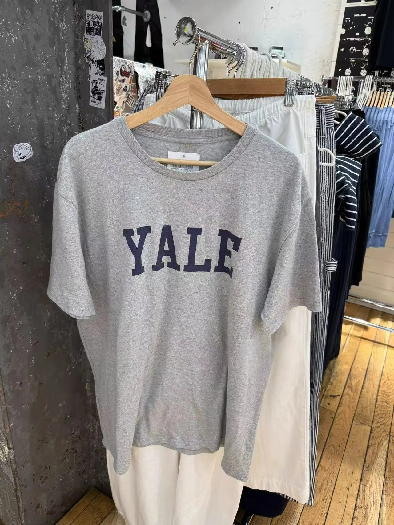 YALE Print Gray Short Sleeve Tees Women Summer New Chic Cotton Casual O-neck Loose Tops Female Vintage Simple Chic T-shirts Y2K