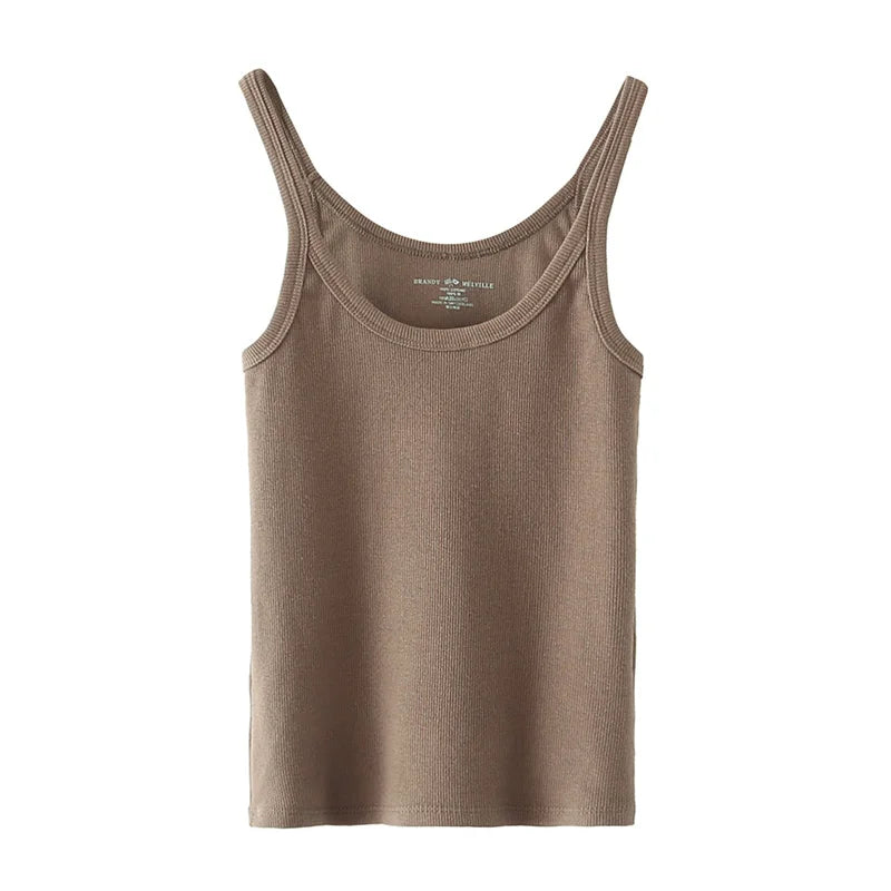 Simple Basic Ribbed Tank Tops Women Summer New Streetwear Casual Slim U-neck Sleeveless Vests Sweet Vintage All-match Camisole