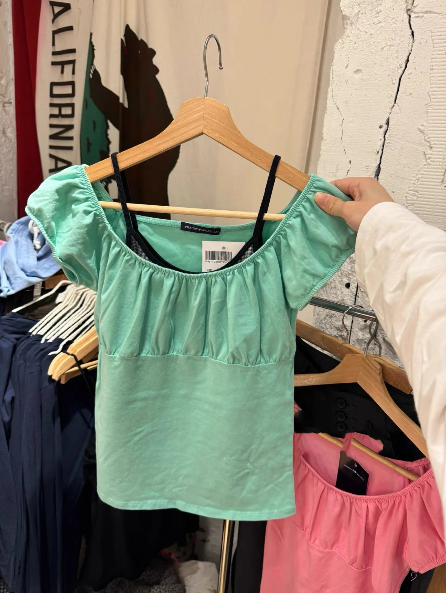 Mint Green Folds Slim T-shirts Women Summer Vintage Square Collar Cotton Puff Sleeve Tees Female Aesthetic Sweet Cute Y2K Tops