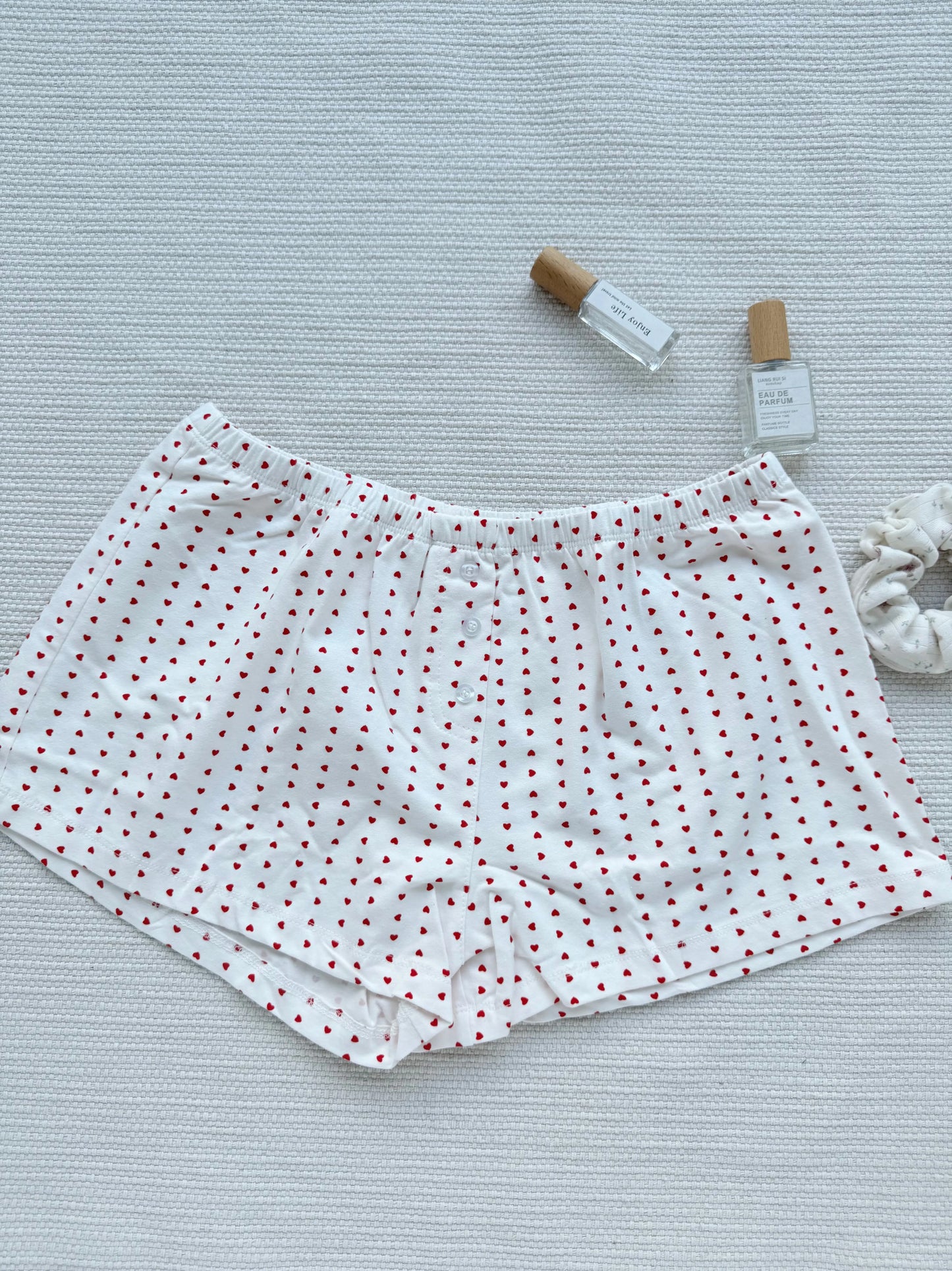 Red Heart Print 2 piece Sets Women Summer Cotton Lace Trim V-neck Camisole+Short Pants Sweet Home Short Outfits Y2K Clothes New