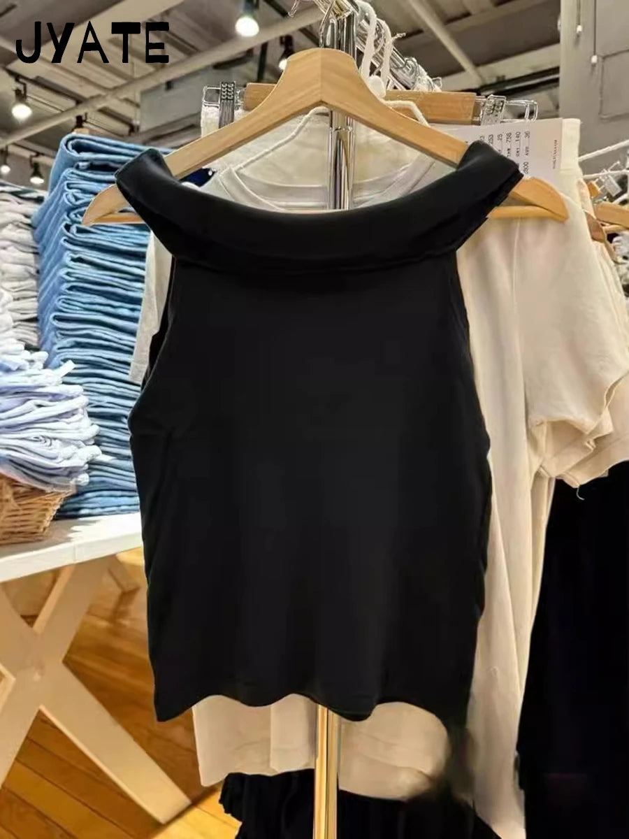 Black Strapless Cropped T-shirts Women Summer New Cotton Slash Neck Slim Tee Shirt Casual Sweet Street Preppy Style Crop Top Y2K