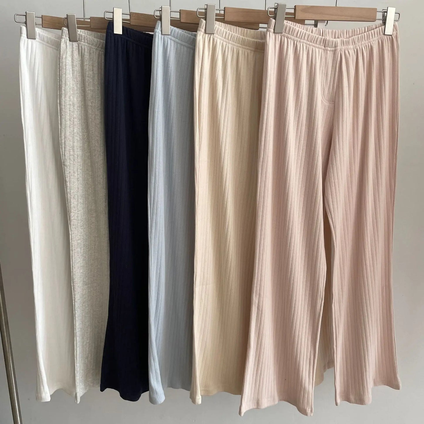 Sweet Solid Cotton Home Pant Women All-match Soft Elastic High Waist Pajama Trousers Vintage Preppy Style SImple Y2K Long Pants