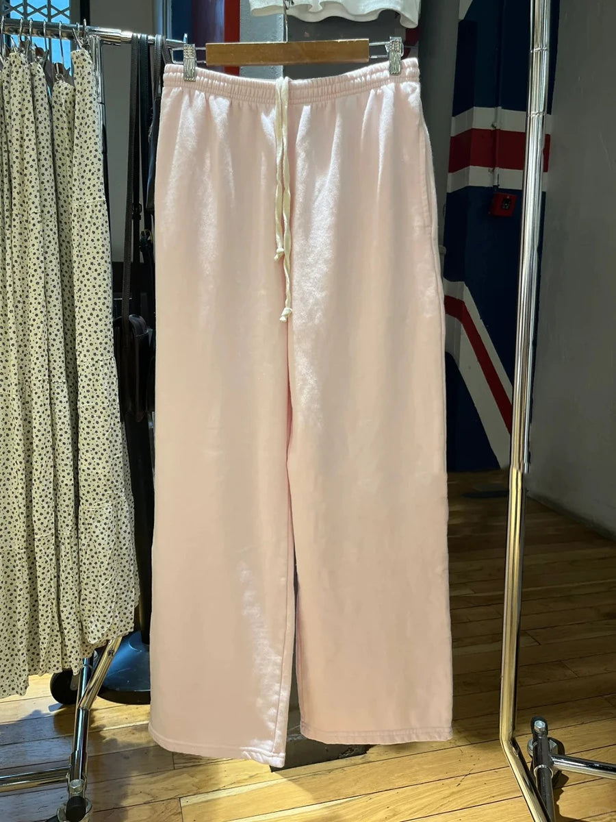 Sweet Pink Basic T-shirt Pant Sets Women New Casual O-neck Short Sleeve Tee+Straight Sweatpant Cute Preppy Style 2 Piece Set Y2K