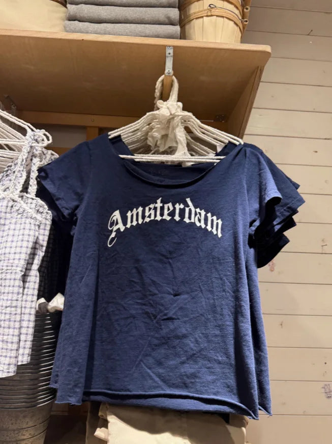 Letter Patchwork Embroidery T-shirts Women Casual Simple Raw Hem Slash Neck Short Sleeve Tees Vintage Chic Sweet Crop Tops Y2K