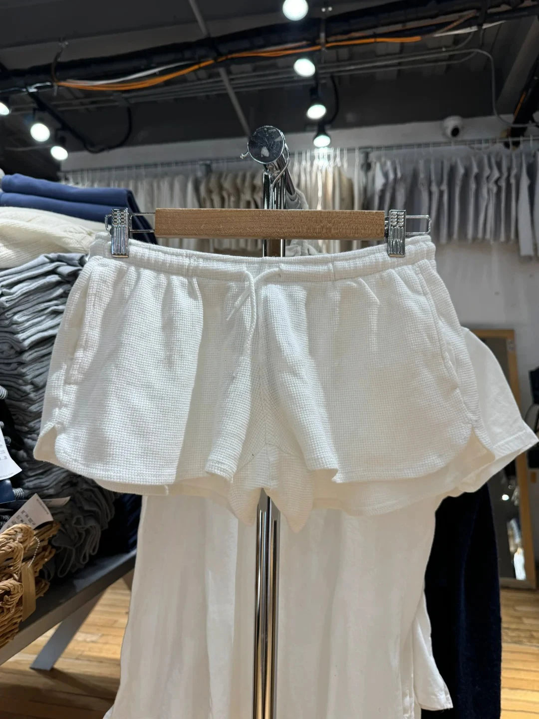 Yellow Waffle Loose Shorts Women Summer New Casual Drawstring Elastic High Waist Sports Short Sweet CutePreppy Style Short Pants