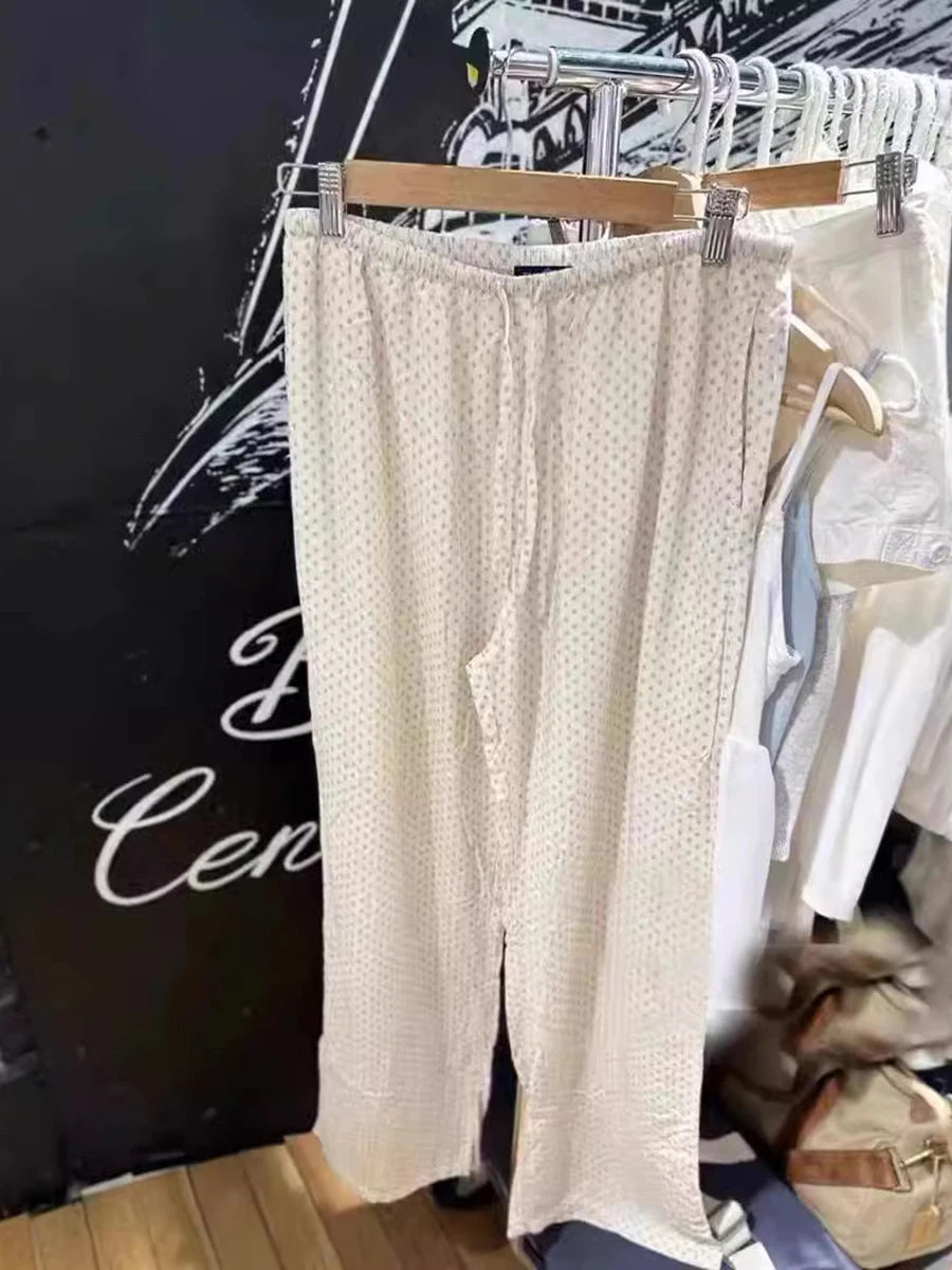 Floral Print Casual Long Pants Women New Chic Cotton Soft Simple Elastic High Waist Trousers Vintage Sweet Cute Sweatpants Y2K