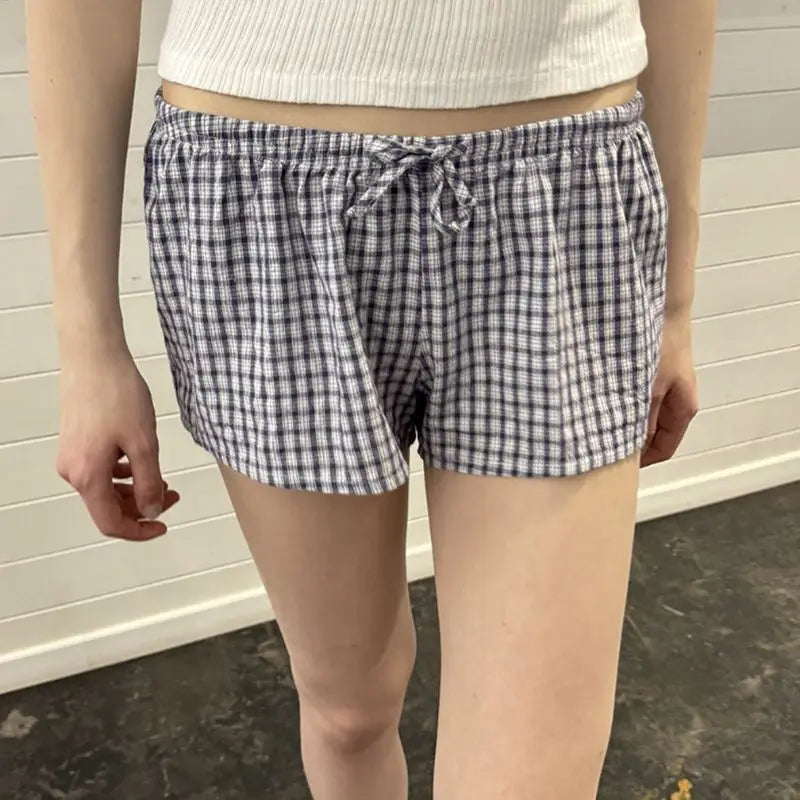 Sweet Pink Striped Button Short Pants Women Summer Cotton Loose Casual Elastic High Waist Home Underwear Cute Vintage Y2K Shorts
