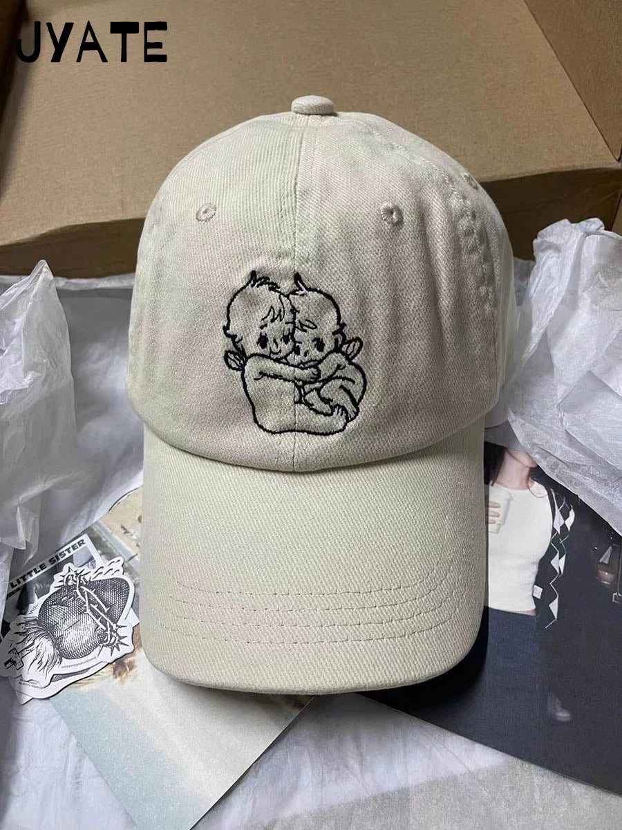 New Letter Embroidery Red Baseball Cap Women Casual Street Cartoon Sunscreen Hat Femme Vintage Preppy Style Snapback Hats Y2K