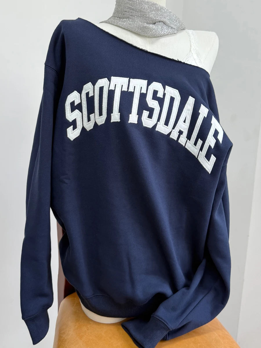 Fashion 14 Print Oversized Sweatshirt Women Autumn Sexy Scoop Neck Long Sleeve Cotton Loose Pullover Streetwear Hoodie Y2K Tops