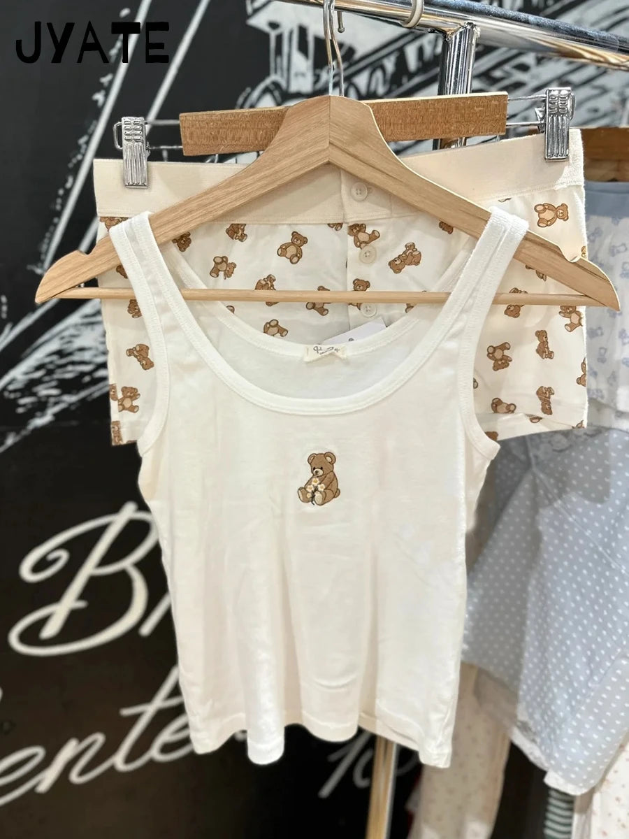 Sweet 14 Embroidery Slim Tank Top Women Spring Casual Sleeveless Cotton Camis Female White Cute Preppy Style Vest Y2K Tops New