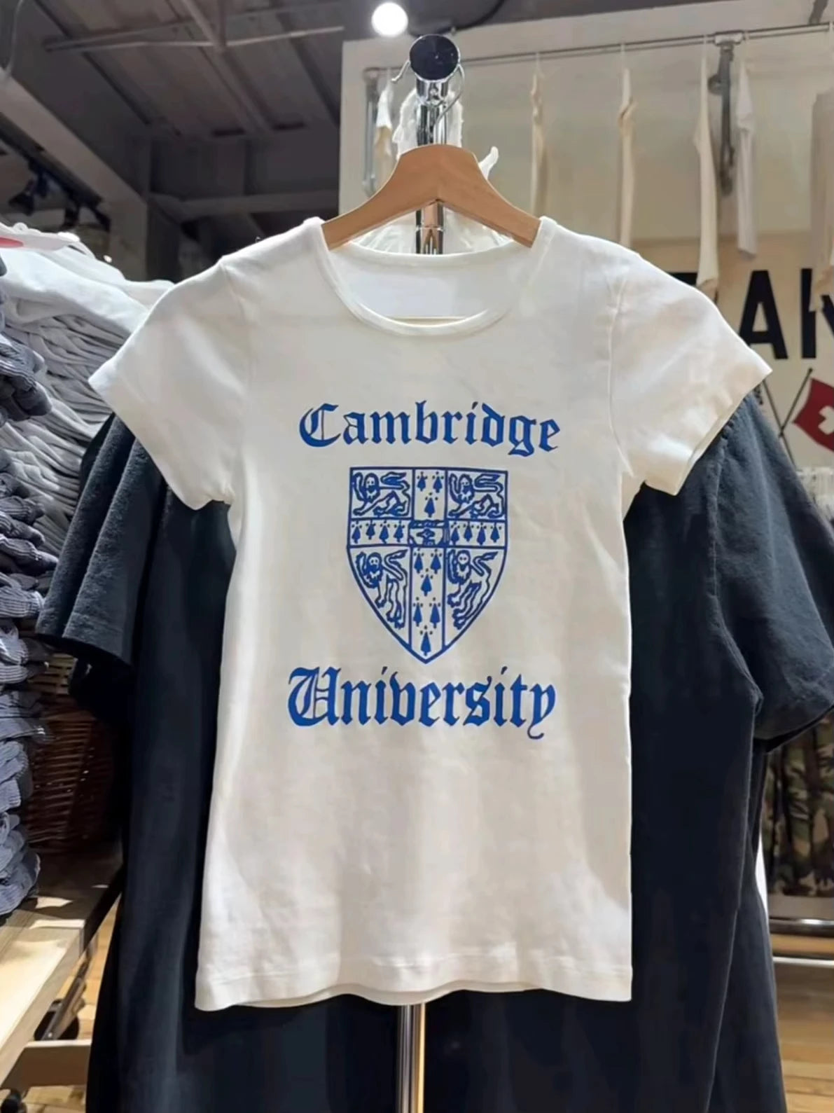 White Geometric Print Slim T-shirts Women Simple O-neck Short Sleeve Cotton Tee Tops Casual Streetwear Preppy Style Tshirts Y2K