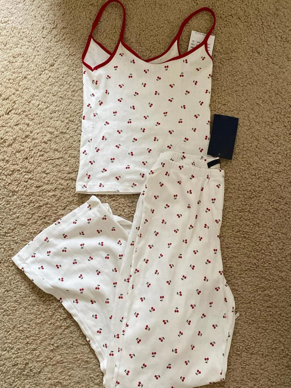 Pink Heart Slim Home Pajama 2 Piece Sets Women Summer Lace Trim Bow Camis+Cozy Straight Trouser Sweet Preppy Style Tank Pant Set