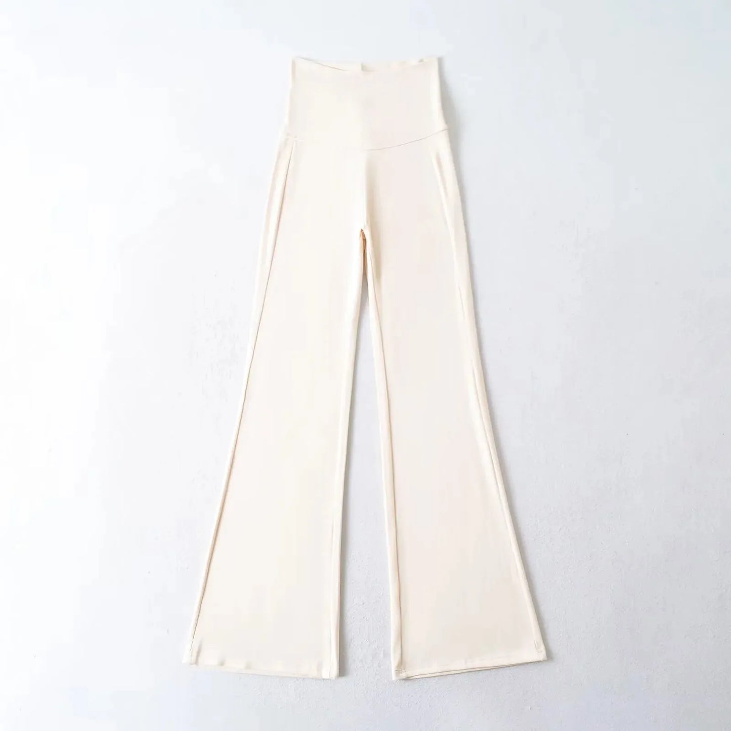 American Slim Knitted Yoga Pants Women Summer New Sexy Casual Elastic High Waist Flare Pant Sweet Streetwear Straight Trousers