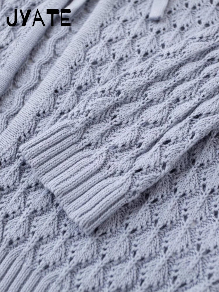 New Hollow Out Lace-up Long Sleeve T-shirt Cardigan Women Casual V-neck Solid Cotton Slim Smock Simple Sweet Basic Tee Y2K Tops