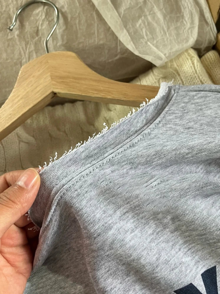 Cowboys 33 Print Loose Sweatshirt Women Raw Hem Slash Neck Cotton Long Sleeve Pullover Tops American Vintage Streetwear Hoodie