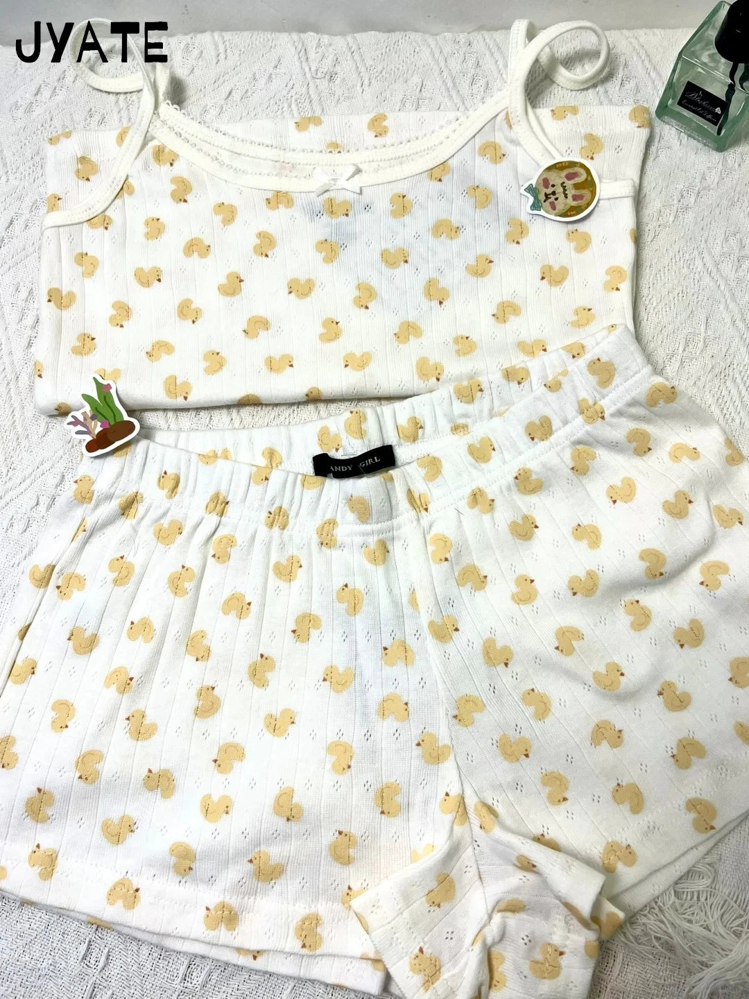 Little Deer Vest Shorts 2 Pieces Set Women Lace Trim Bow Slim Tank Top+Buttons Patchwork Straight Short Pant Sweet Suit Sets Y2K