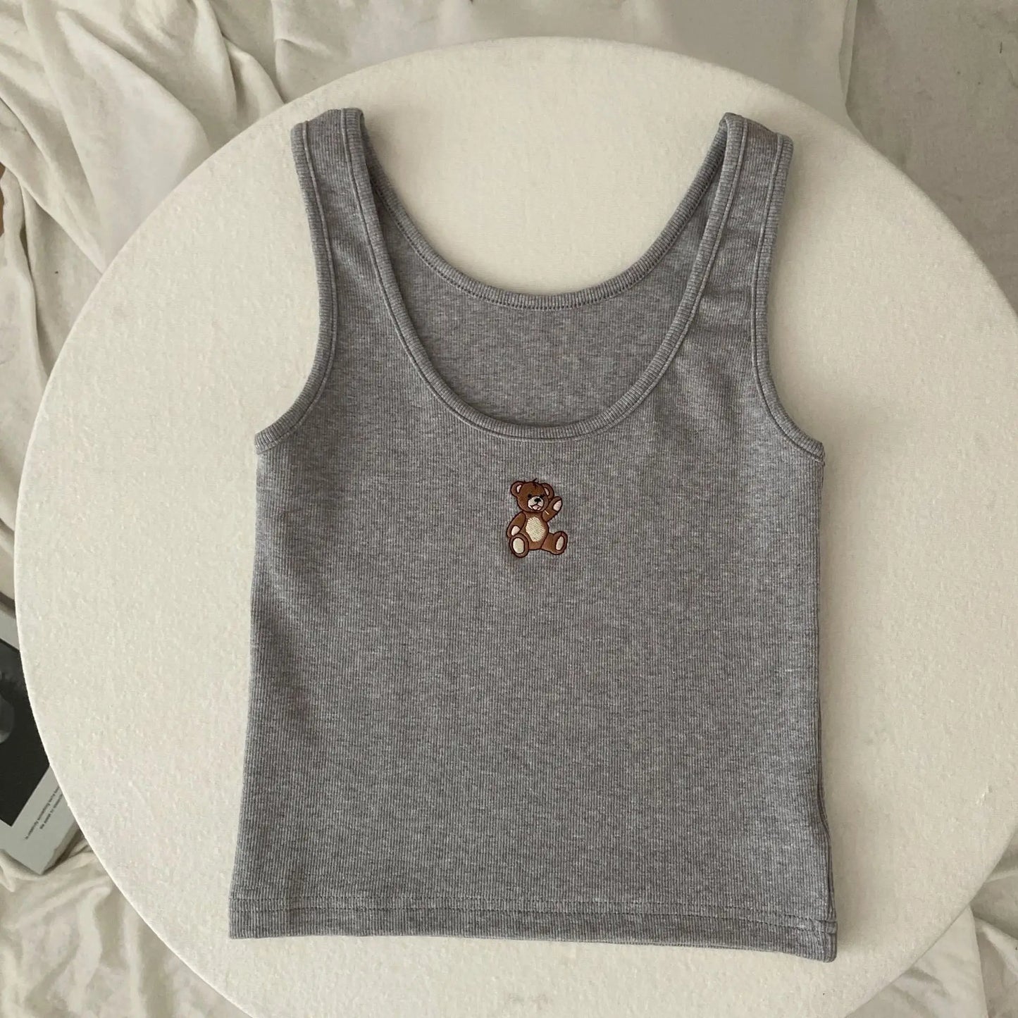 Cute Little Duck Embroidery Tank Tops Women Summer New Cotton Casual U-neck Sleeveless Vests Simple Basic Sweet Camisole Y2K Top