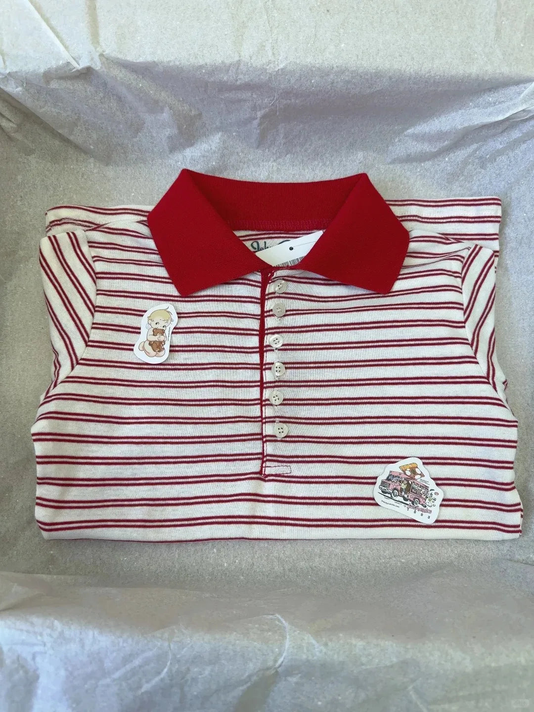 Sweet Red Striped Polo T-shirt Women Summer Casual Simple Cotton Turn Down Collar Short Sleeve Tees Preppy Style T Shirt Clothes