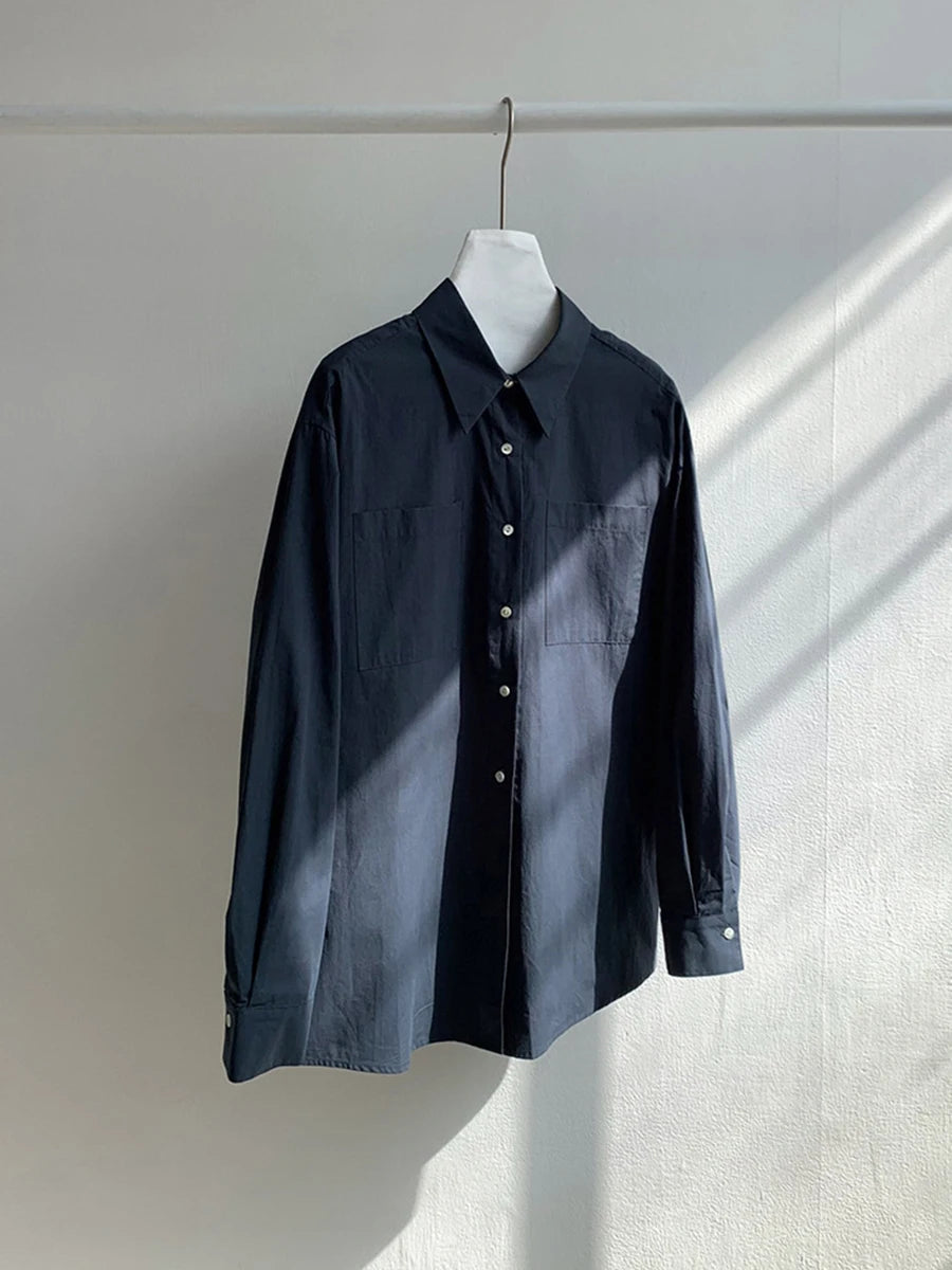Basic Simple Buttons Blouse Tops Women New Streetwear Solid Turn-down Collar Long Sleeve Tee Sweet Chic Elegant T-shirts Y2K Top