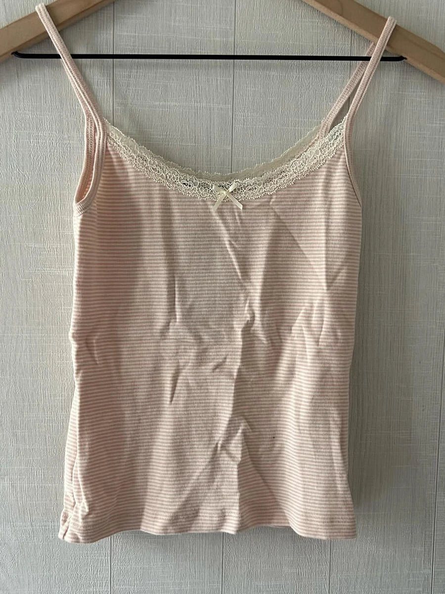 Sweet Slim Pink Striped Camisole Women Summer New Cotton Streetwear Sexy Cute Sleeveless Vests Female Chic Vintage Y2K Tank Tops