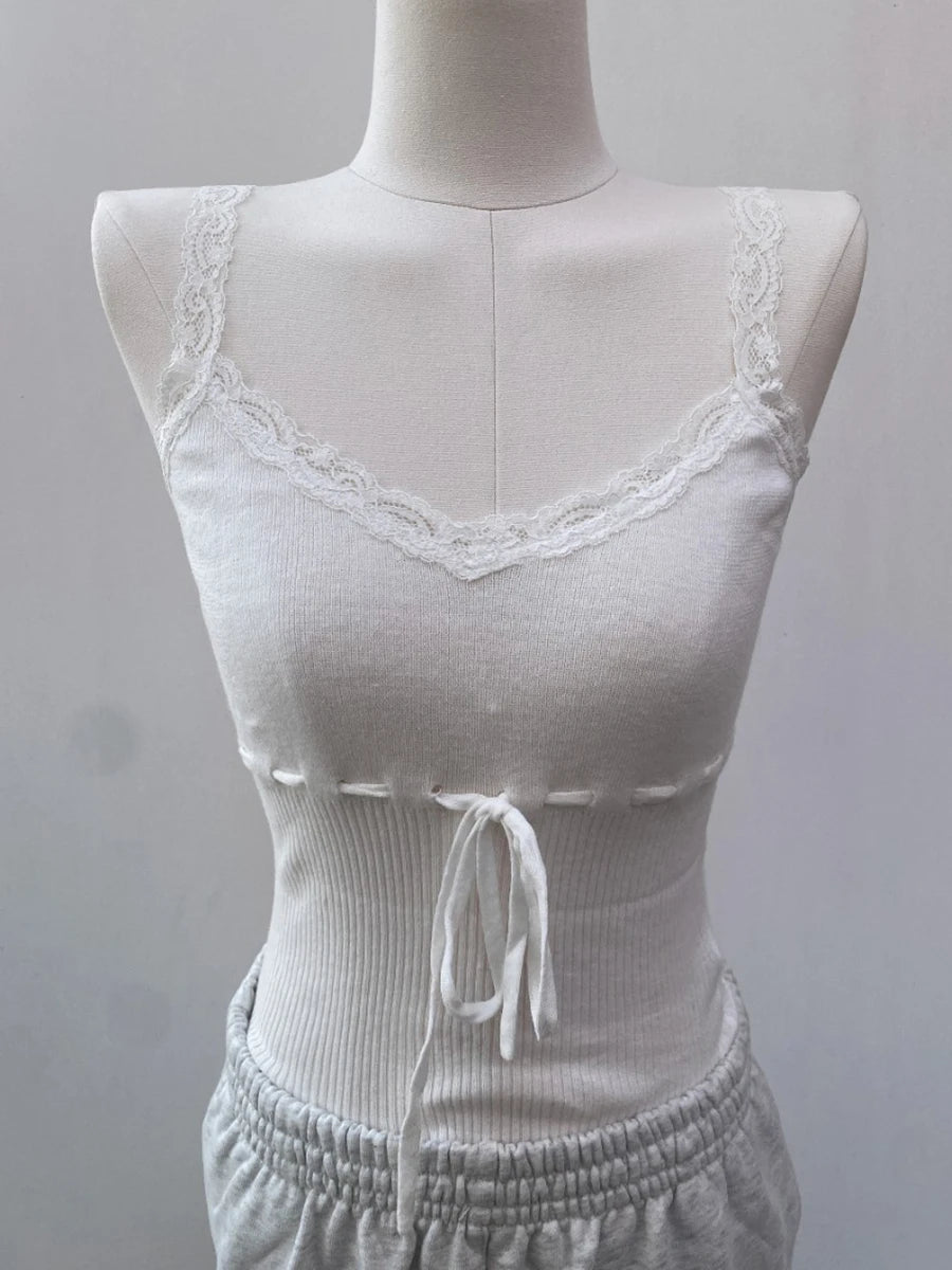 Heart Hollow Out Knitted Camisole Women Summer New Slim Casual Cotton Soft Sleeveless Vest Sweet Simple Basic Cute Tank Tops Y2K
