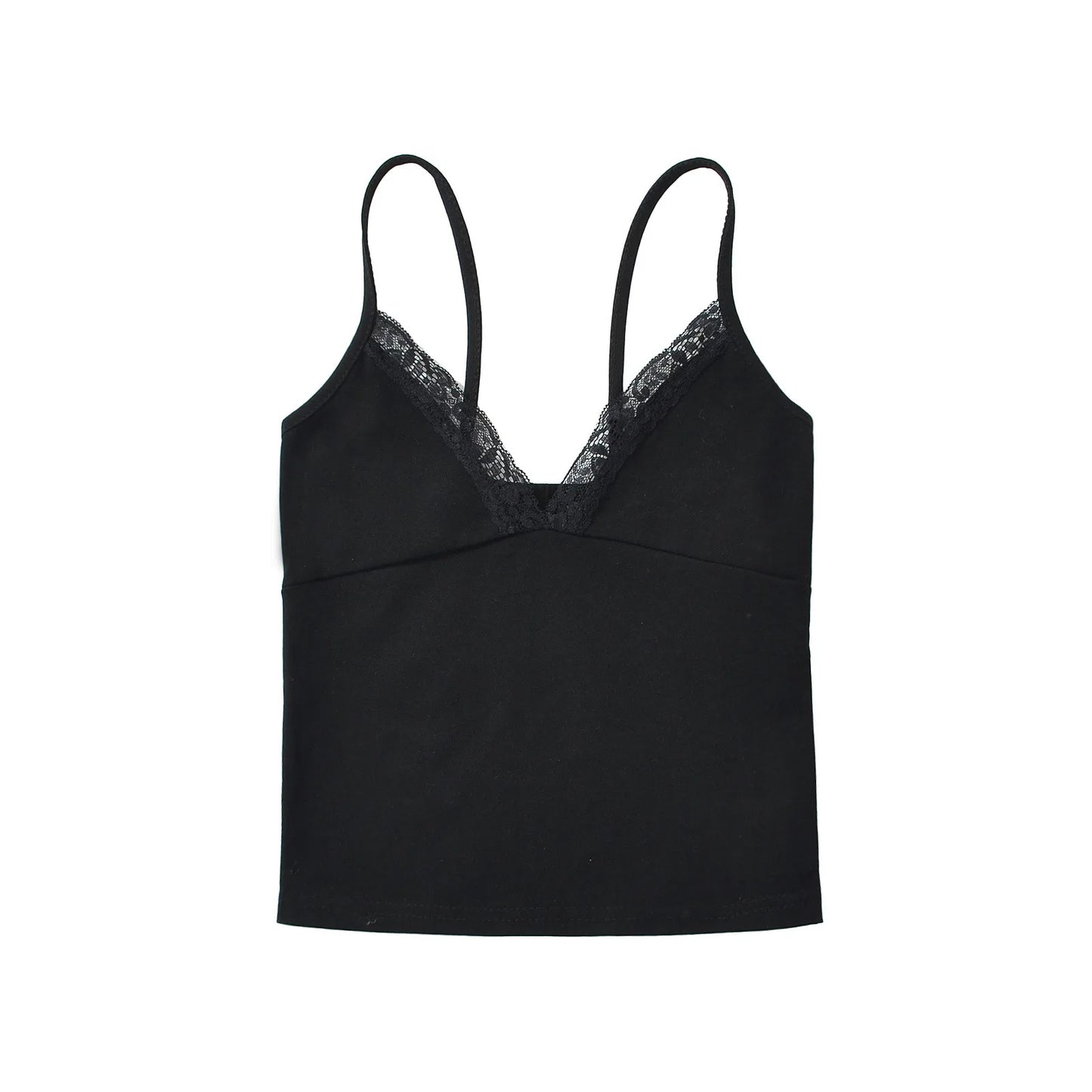 Sexy Lace Trim V-neck Tank Tops Women Summer New Casual Solid Preppy Style Slim Sleeveless Vests Sweet Cute Cropped Camisole Y2K