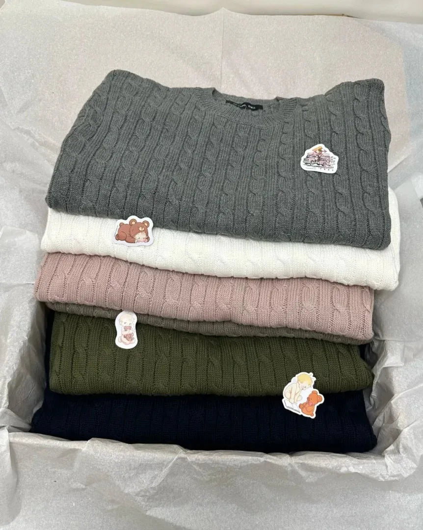 Twisted Flower Sweaters Women Autumn O-neck Cotton Casual Loose Long Sleeve Knitted Tops Vintage Preppy Style Sweet Pullover y2k