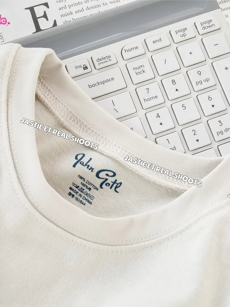 Vintage Letter Graphic Crop Top Women Summer Casual Round Neck Short Sleeve Short T-shirt Female Retro Classic Cotton Tops Chic