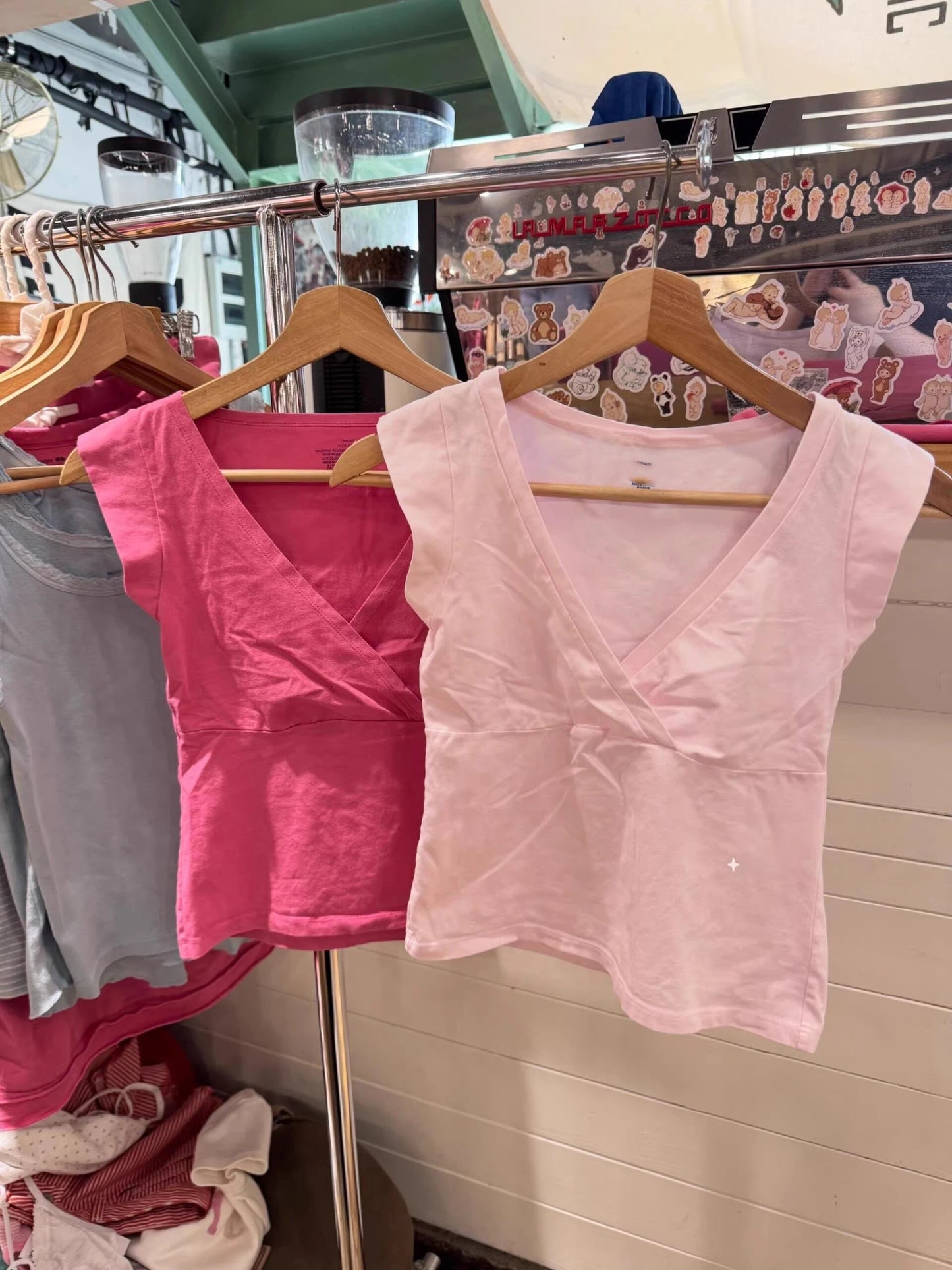 Rose V-neck Sleeveless T-shirts Women Summer Casual Fairy Style Slim Cotton Crop Tops Female Sweet Cute Ballecore Vests Y2K