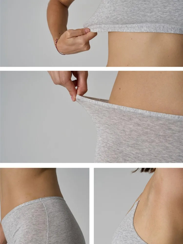 Simple High Elasticity Lingerie Sport Set Women Casual Cotton Adjustable-strap Seamless Bras+Low Waist Boxer Chic Briefs Sets