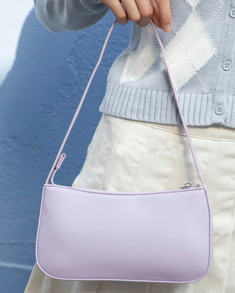 Sweet Purple Plaid Shoulder Bag Preppy Style High Zipper High Quality Ladies Bags New Vintage Streetwear Preppy Style Handbags
