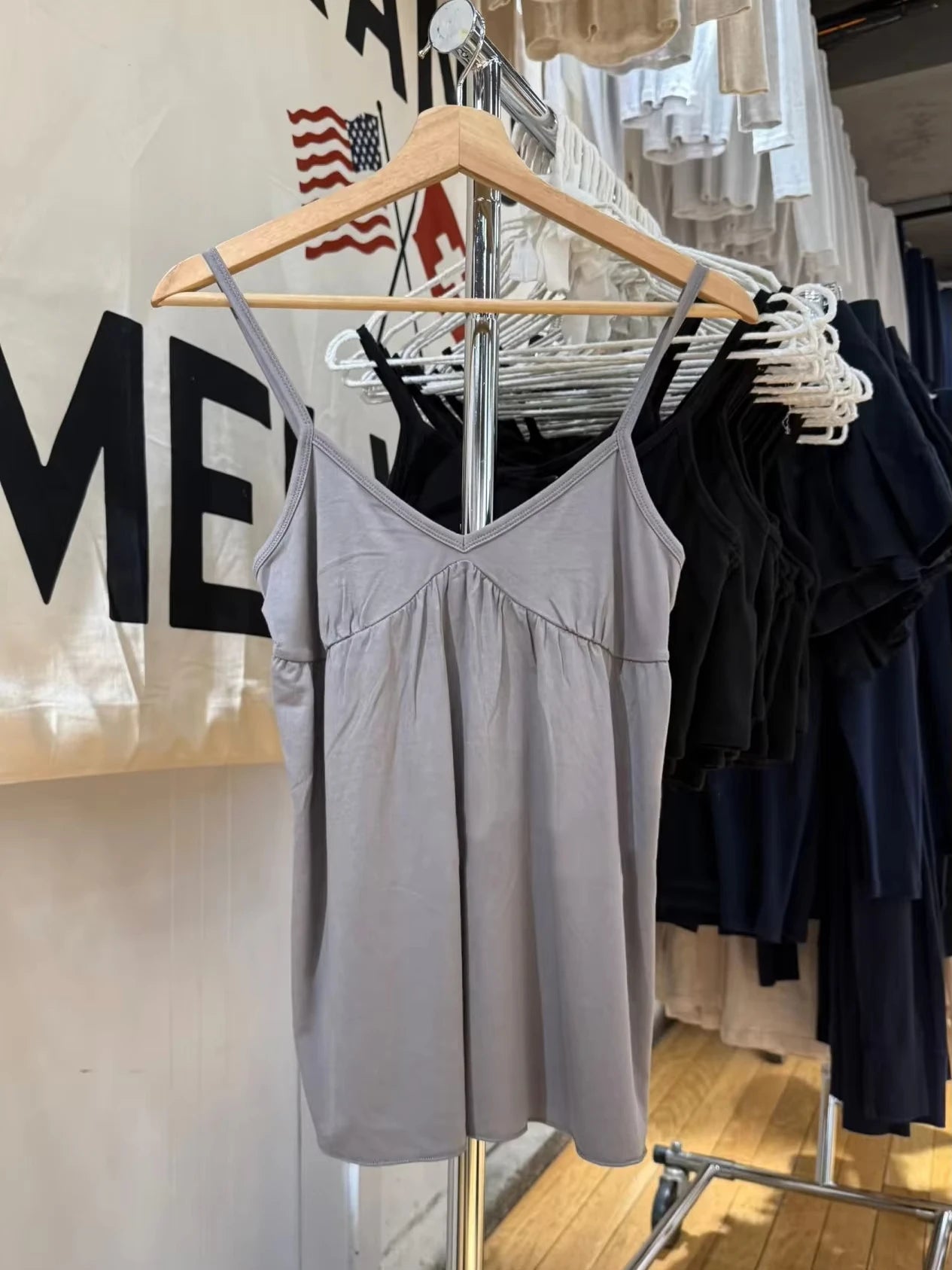 Retro V-neck Gray Camisole Women Summer Casual All-match Streetwear Loose Sleeveless Vests American Simple Camis Y2K