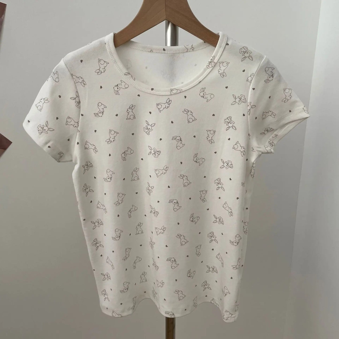 Eyelet Floral Print T-shirt Woman Summer Cotton Basic Round Neck Short Sleeve Tee Shirts Cute Sweet All-match Tshirt Y2K Tops